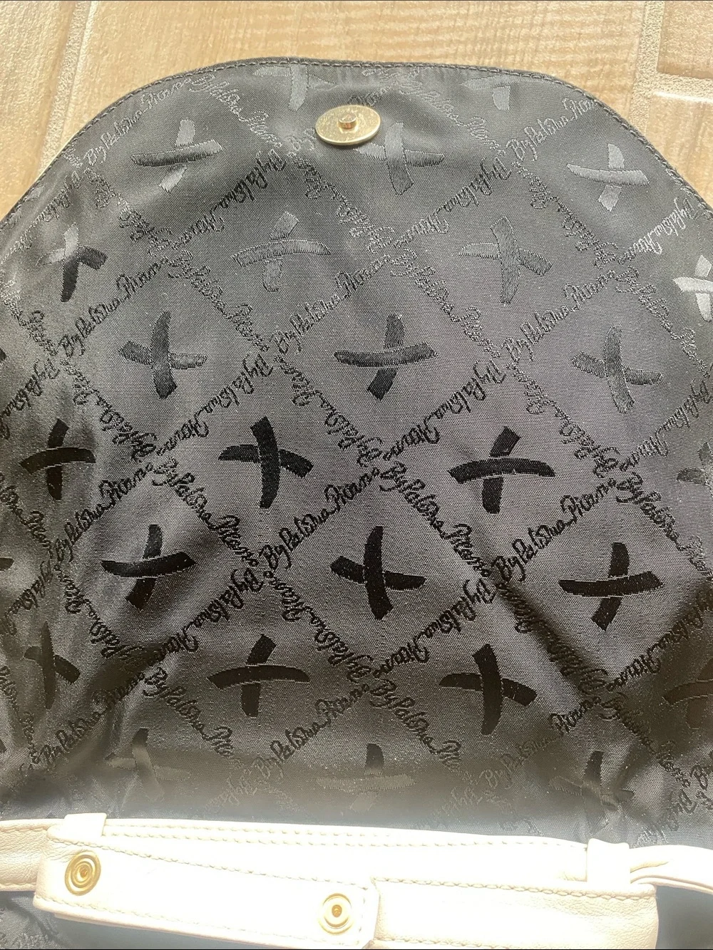 Paloma Picasso Vintage Cream Crossbody Shoulder Bag with Gold X Logo